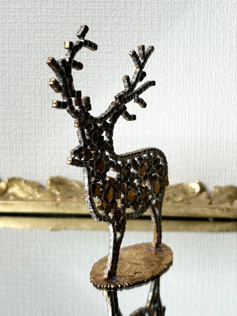 チェコガラス/トナカイ/右向き/クリスマス/オブジェ/卓上/ラインストーン