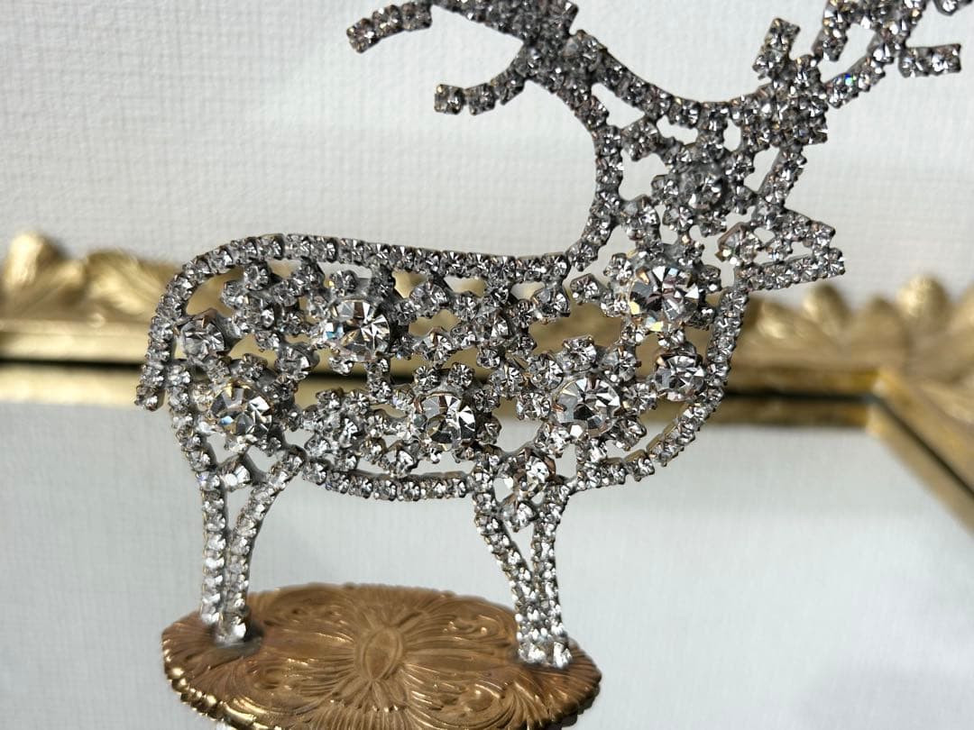 チェコガラス/トナカイ/右向き/クリスマス/オブジェ/卓上/ラインストーン