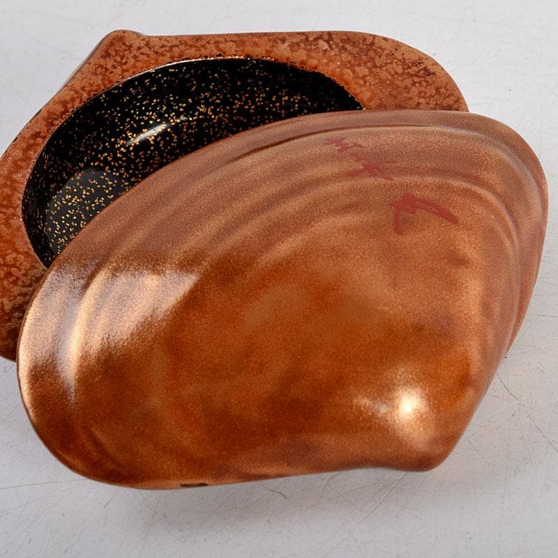 茶道具　輪島塗　江尻玄舟作　金蒔絵　蛤　香合　共箱　V　8832