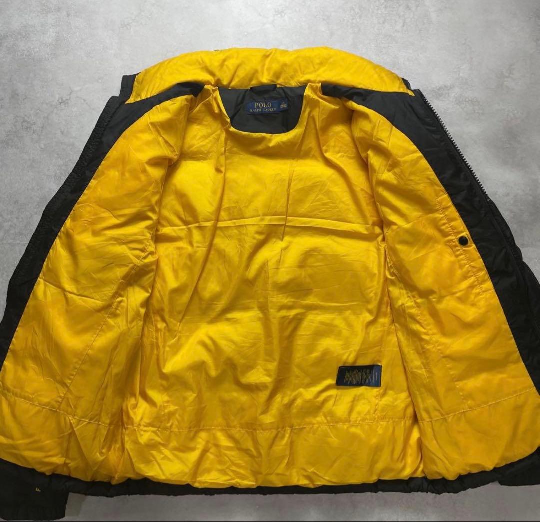 ポロラルフローレン ポニー刺繍　ロゴダウンジャケット メンズ 黒黄