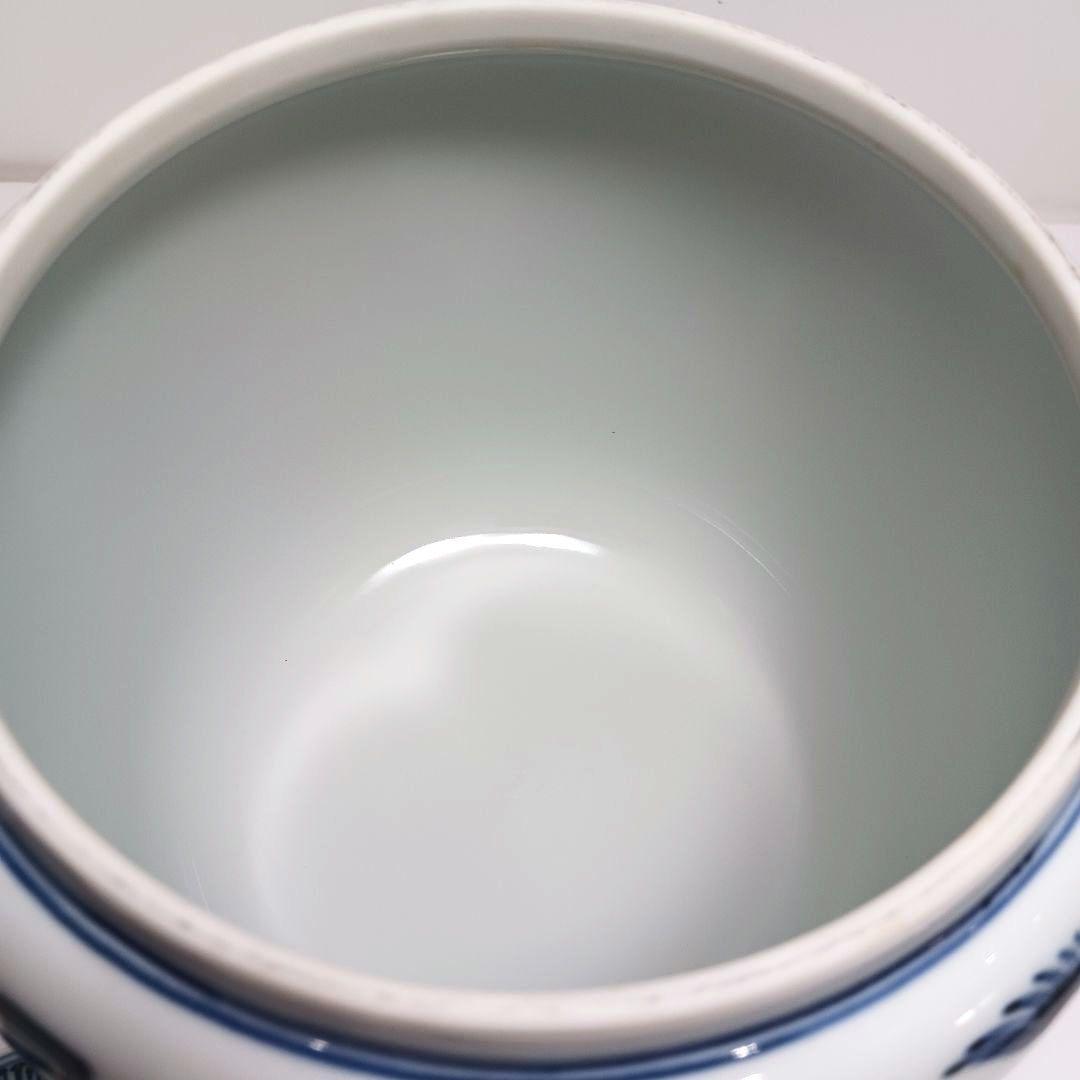 Y3336-2 茶道具 平安秀峰造 雲鳥文 染付水指 共箱