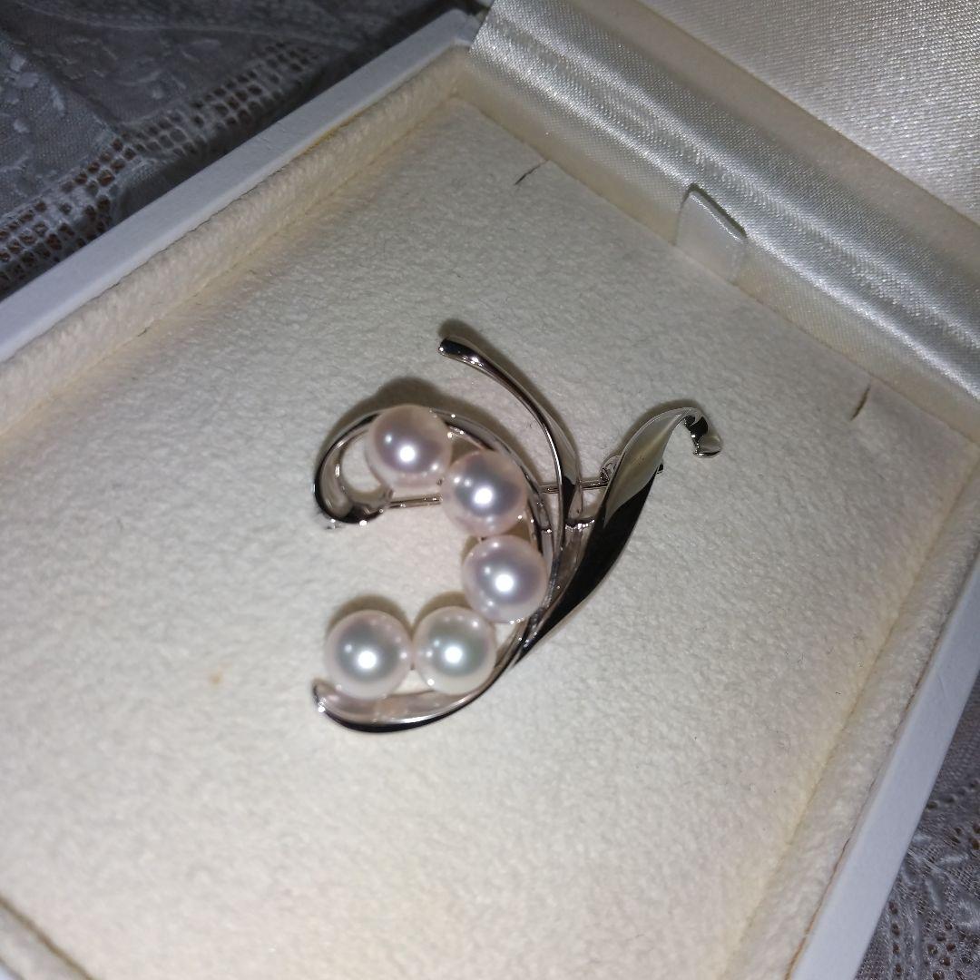 パールブローチ シルバー あこや 真珠 美品