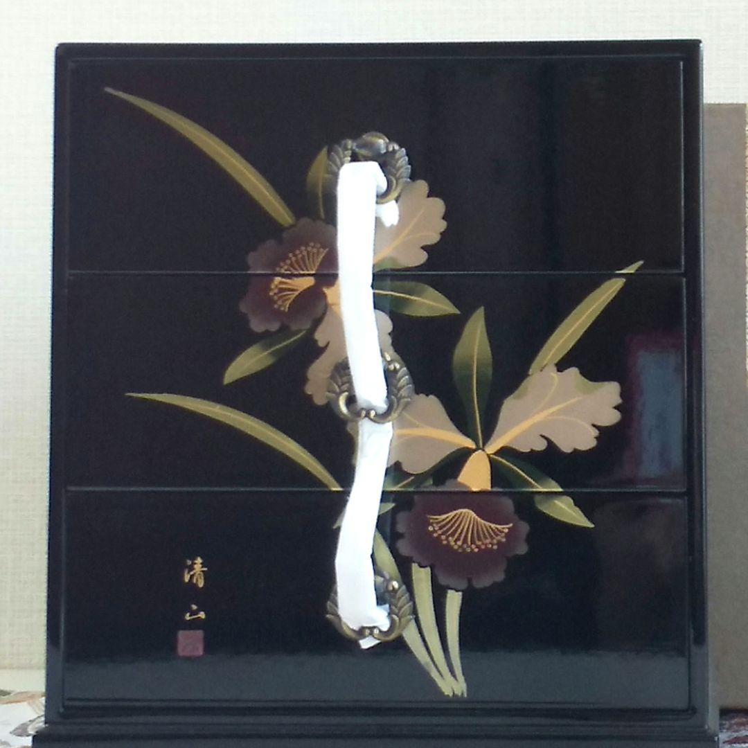 80's 会津塗 小引き出し カトレア 三ツ引タンス 3段引き出し 昭和