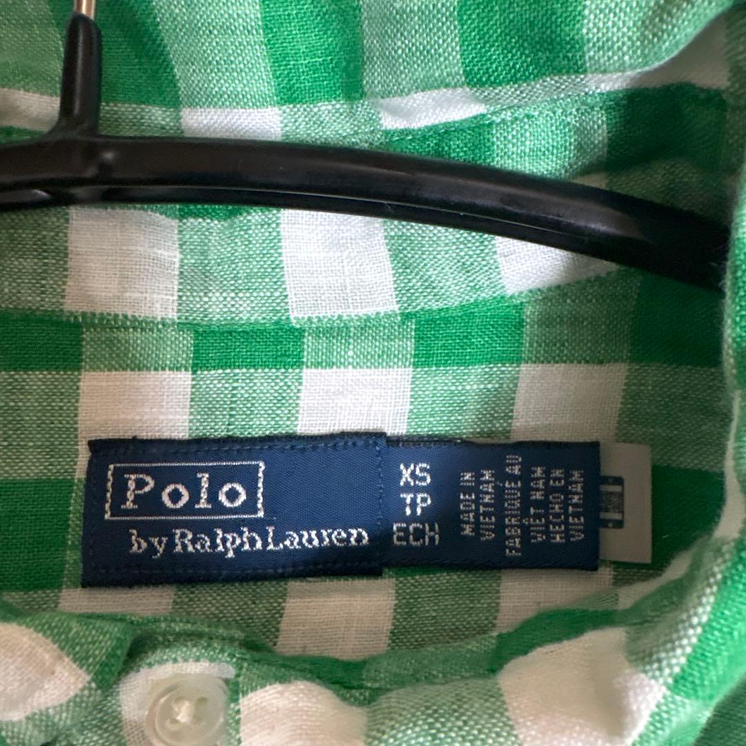 POLO RALPH LAUREN ワイド クロップド ギンガム リネン シャツ