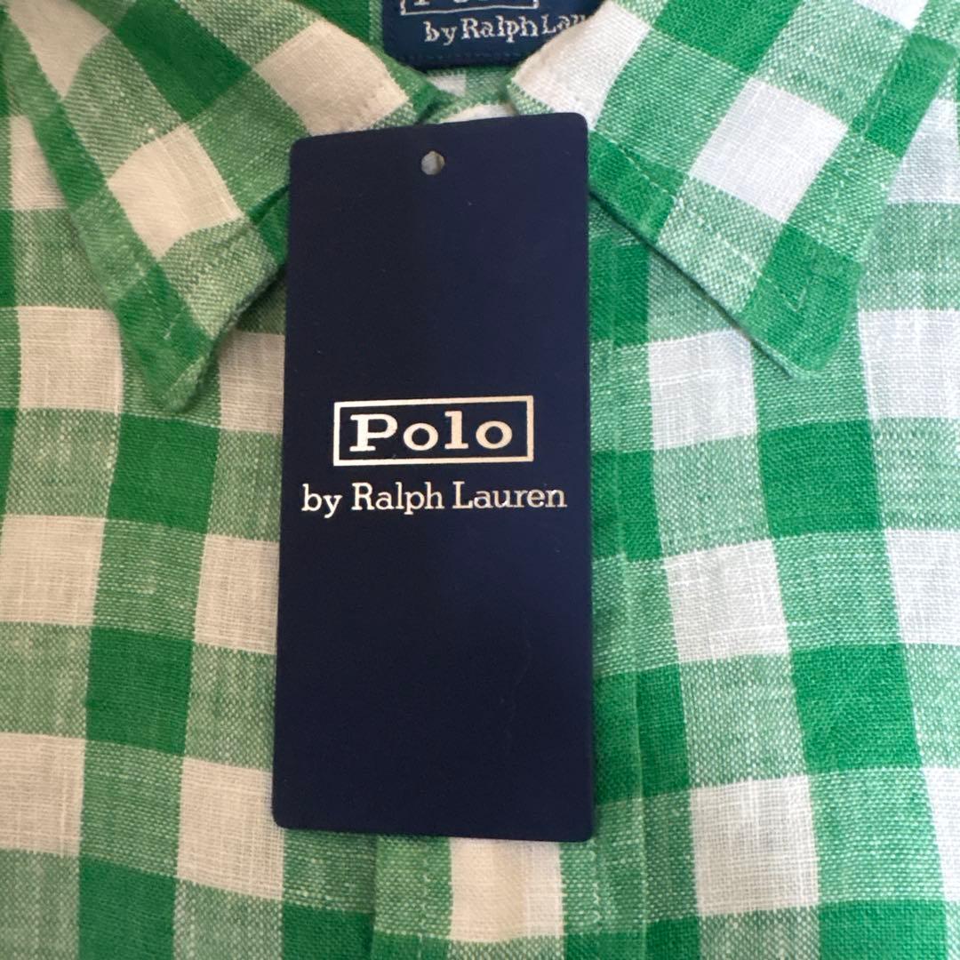 POLO RALPH LAUREN ワイド クロップド ギンガム リネン シャツ