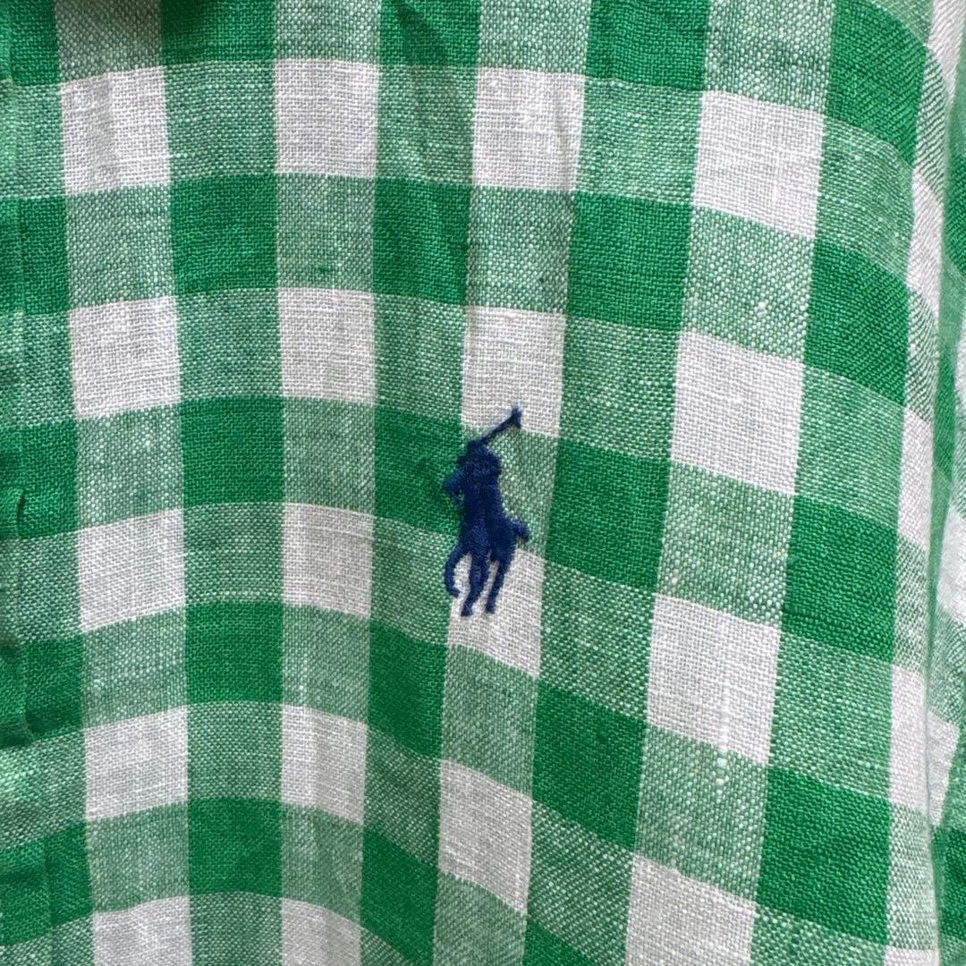 POLO RALPH LAUREN ワイド クロップド ギンガム リネン シャツ