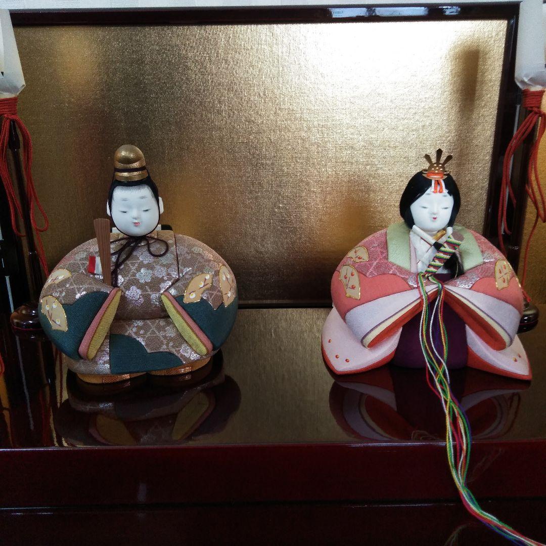 梅の扇　雛飾り　親王飾り　きめこみ賀茂雛　玉秀作