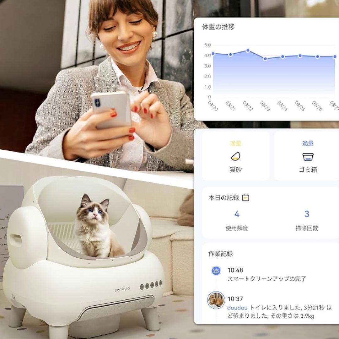 【新品】Neakasa 全自動猫トイレ 自動清掃 大容量 静音消臭 多頭飼い対応