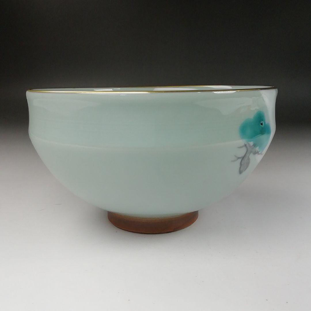 Ｔ３３６　茶碗　『彩磁　参道絵』『二代　手塚玉堂』　共箱　抹茶碗　茶道具