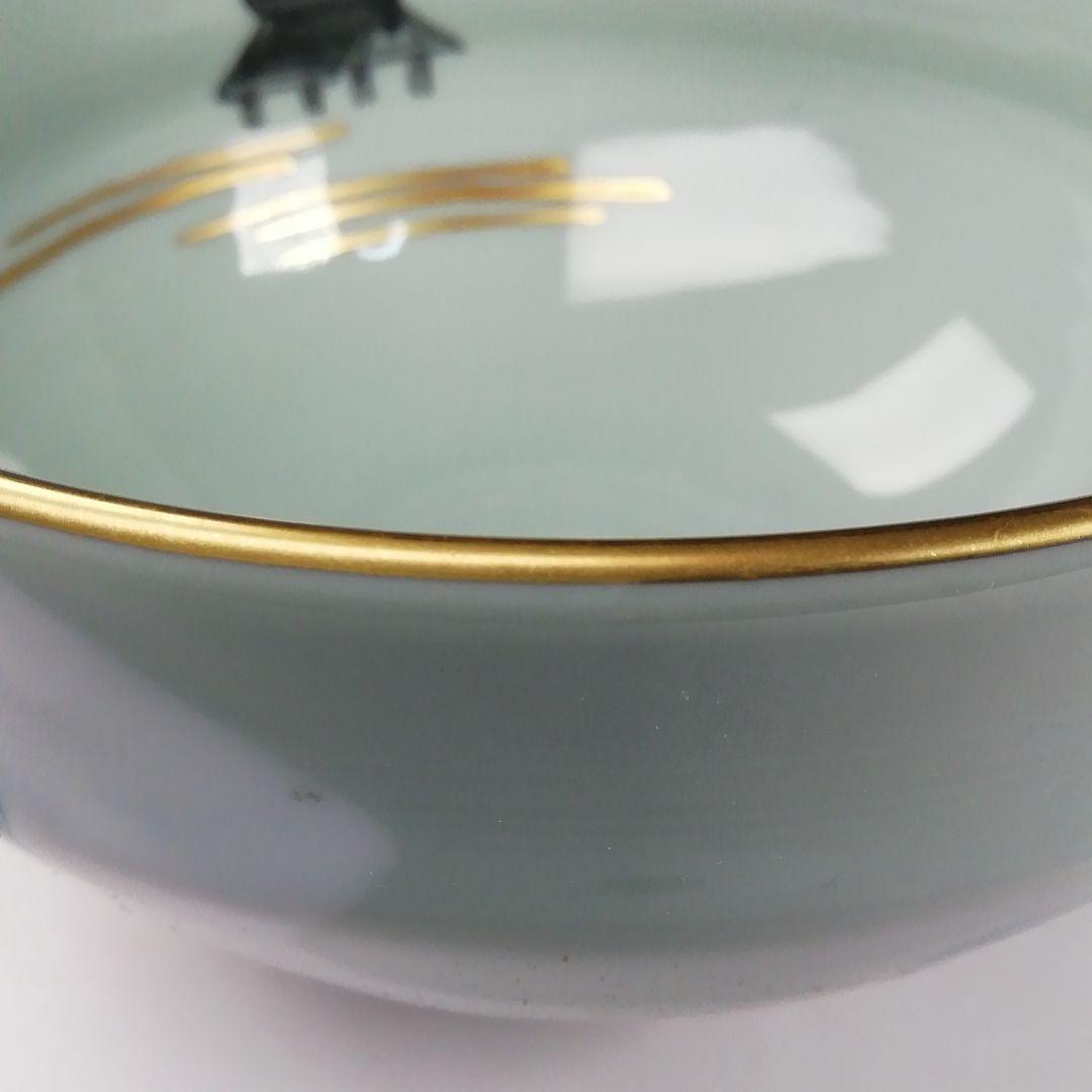 Ｔ３３６　茶碗　『彩磁　参道絵』『二代　手塚玉堂』　共箱　抹茶碗　茶道具