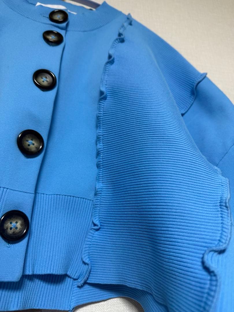 【美品】エンフォルド　ENFOLD WAVE CARDIGAN ブルー