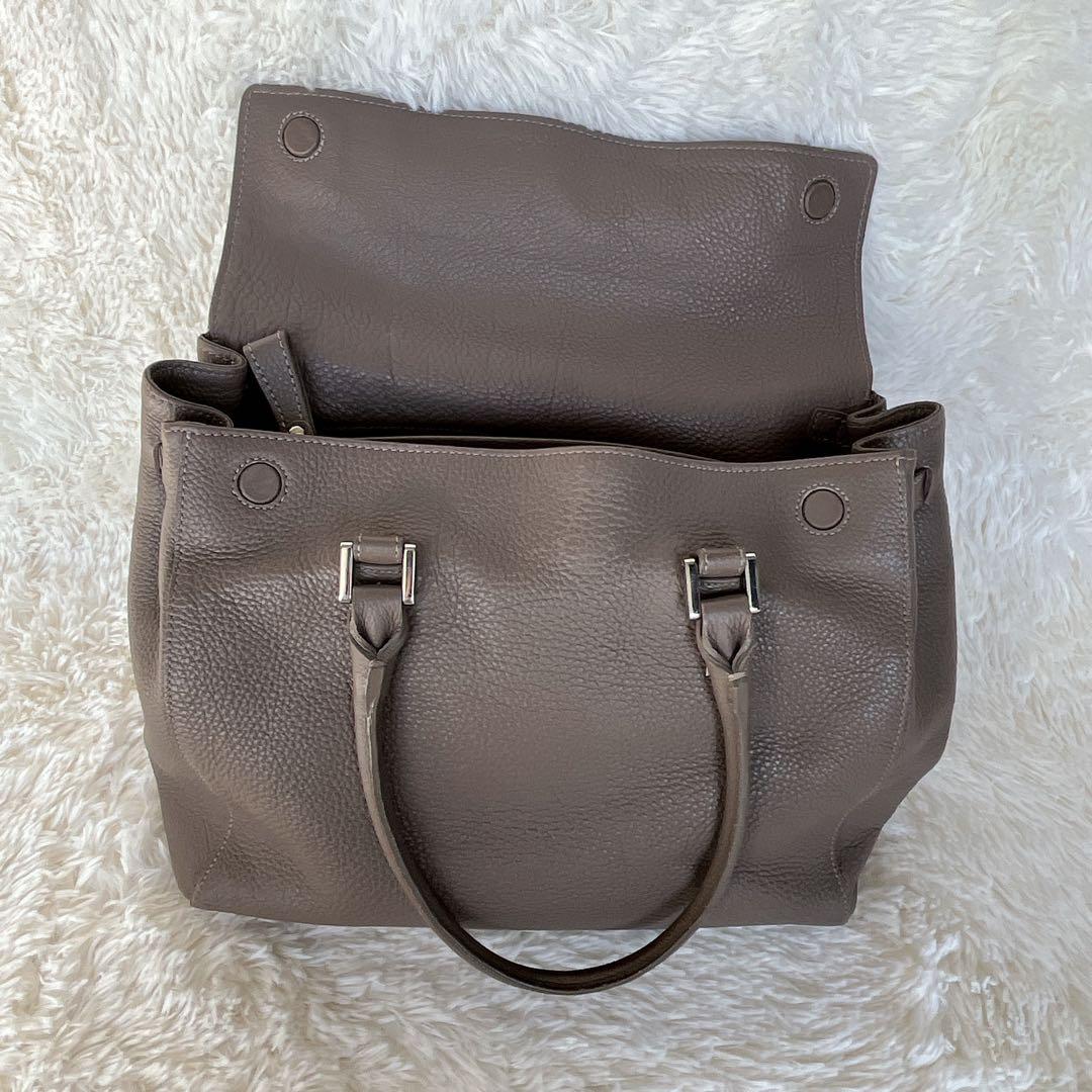 NAGATANI ハンドバッグ　シボレザー　グレージュ　フラップ