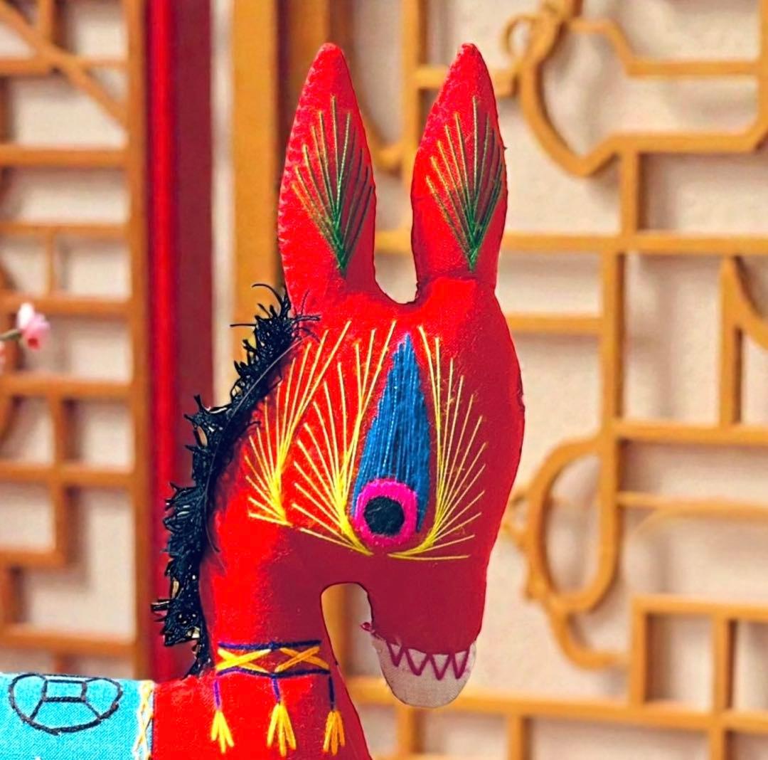 昭和期の中国民間玩具・陝西省西安 毛馿（馬/赤）郷土玩具　午年　干支飾り