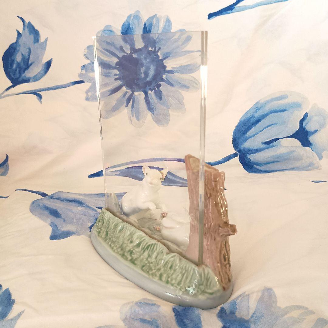 リヤドロ　写真立て　フォトフレーム　うさぎ　木　森　かわいい　置物