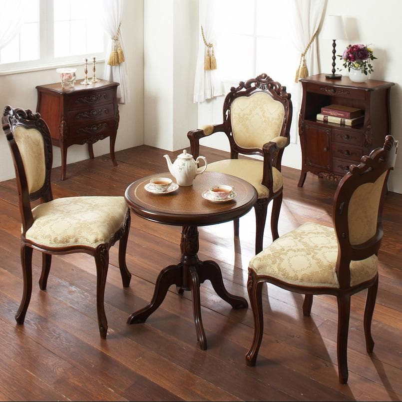 猫脚チェア ヨーロピアン 手彫り 天然木 ブラウン