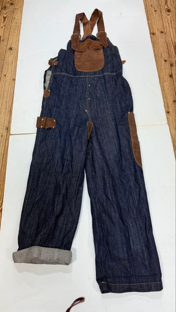 まとめ以外値下げ不可　ネペテンス　牛革　デニム　オーバーオール　サイズM 箱3