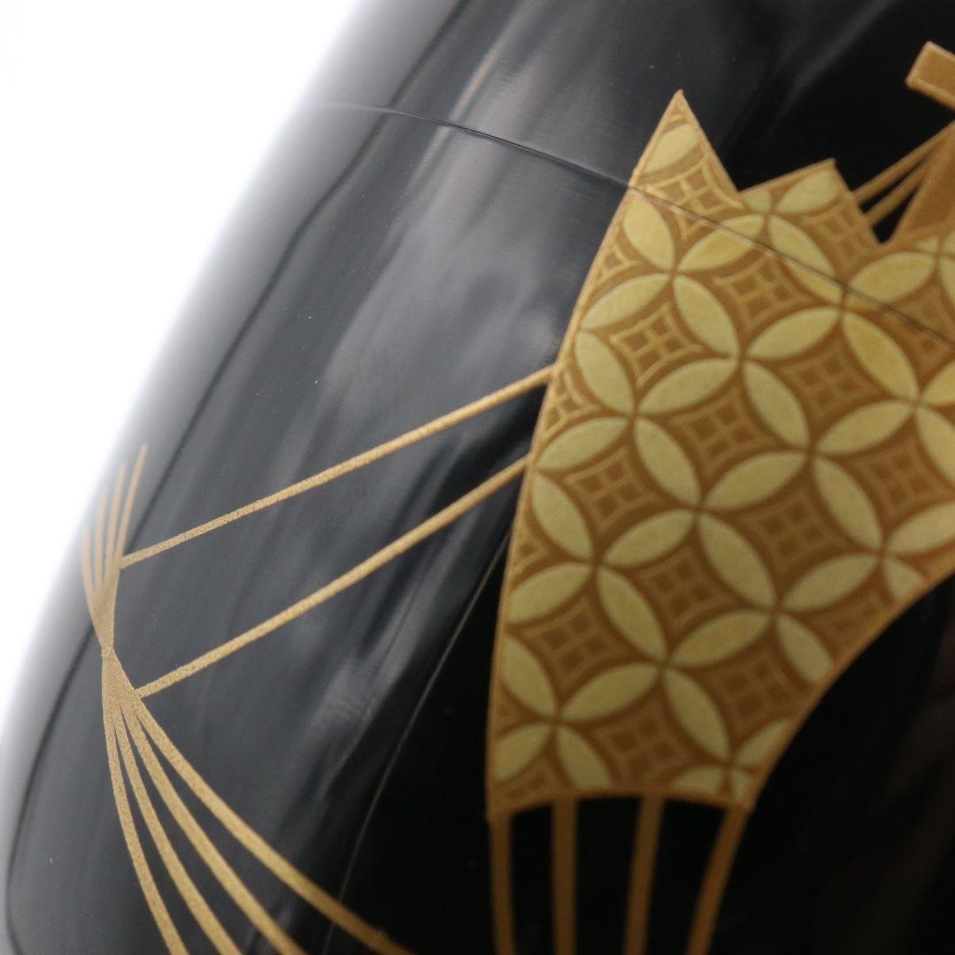 鈴木光入作 扇舟蒔絵 大棗 内銀溜 茶道具 共箱　DB788　N2