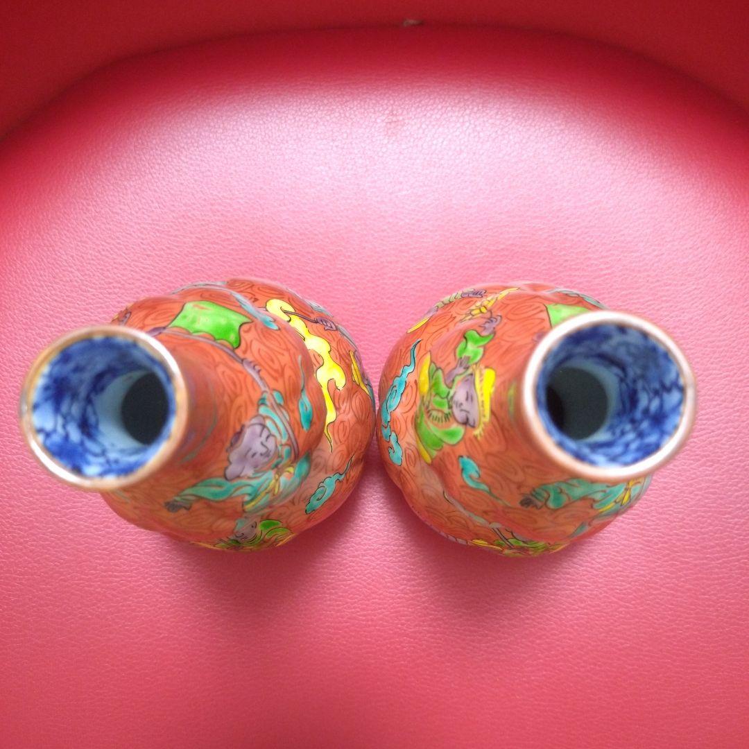 超希少！レア！　アンティーク　清水焼　赤地唐子　酒器揃　平安　正峰造