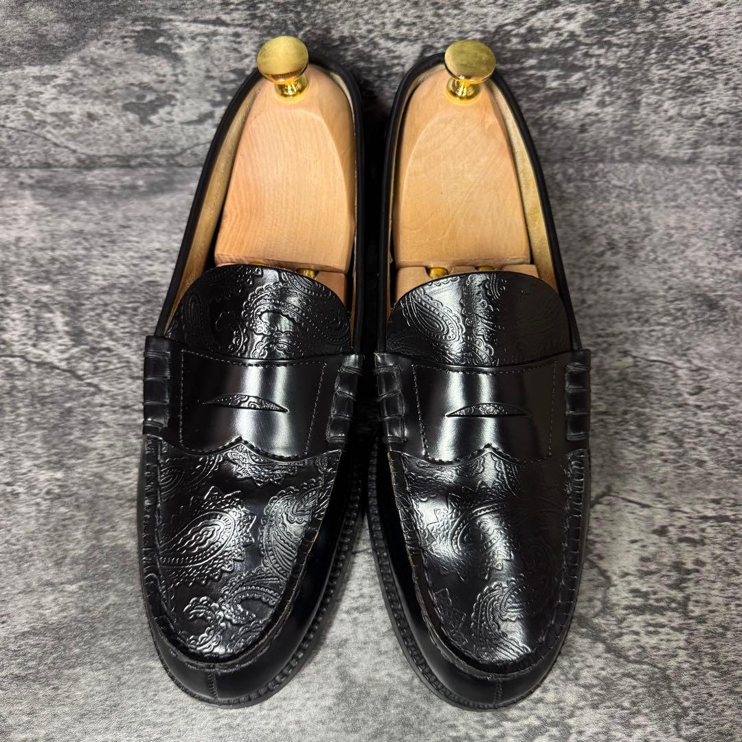 【美品】ケンフォード ペイズリー ローファー 黒 レザー 26cm