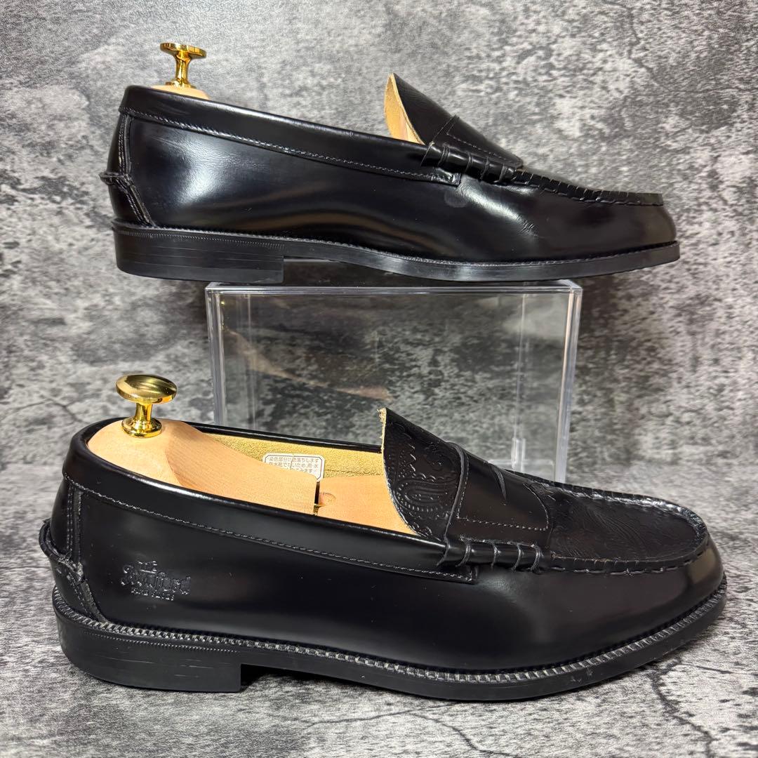 【美品】ケンフォード ペイズリー ローファー 黒 レザー 26cm