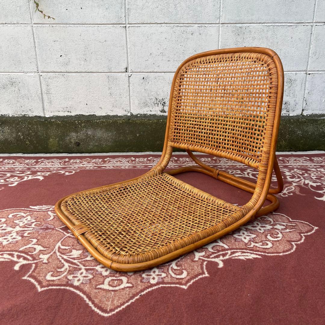2点セットさ◾️古家具 ビンテージ品 籐ラタンフレーム 座椅子 ナチュラル天然素材