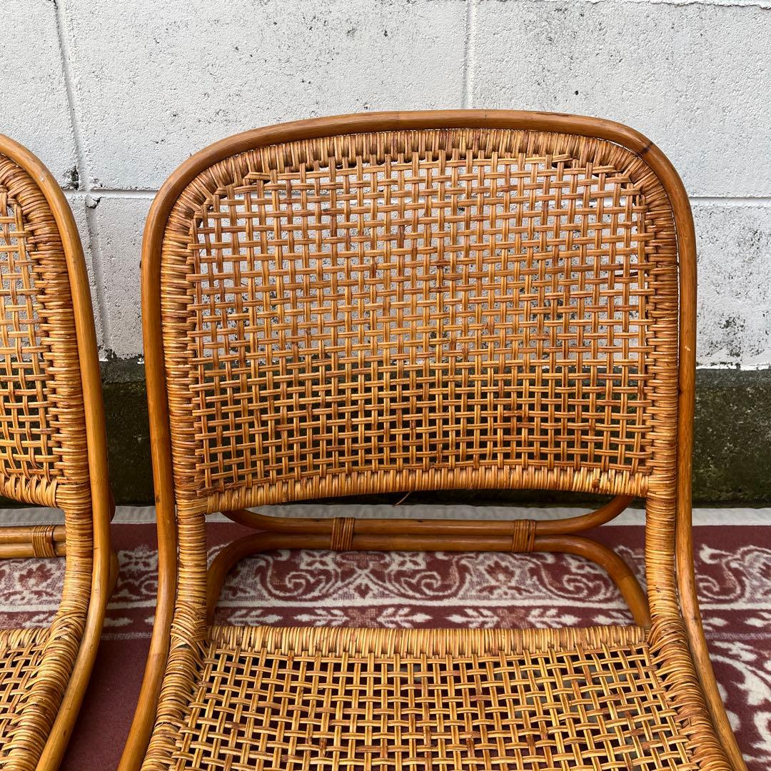 2点セットさ◾️古家具 ビンテージ品 籐ラタンフレーム 座椅子 ナチュラル天然素材