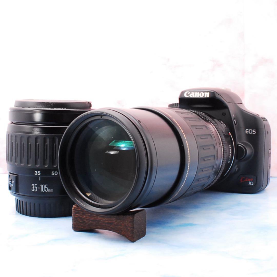 Canon Kiss X2★一眼レフカメラ★超望遠レンズ付Wレンズ★S数少♪