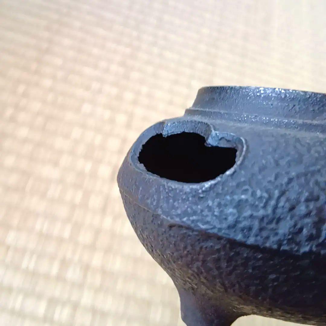 骨董品 茶釜 茶道具 唐獅子 香炉 火鉢 霰文様 置物 レトロ 鉄製 鉄器