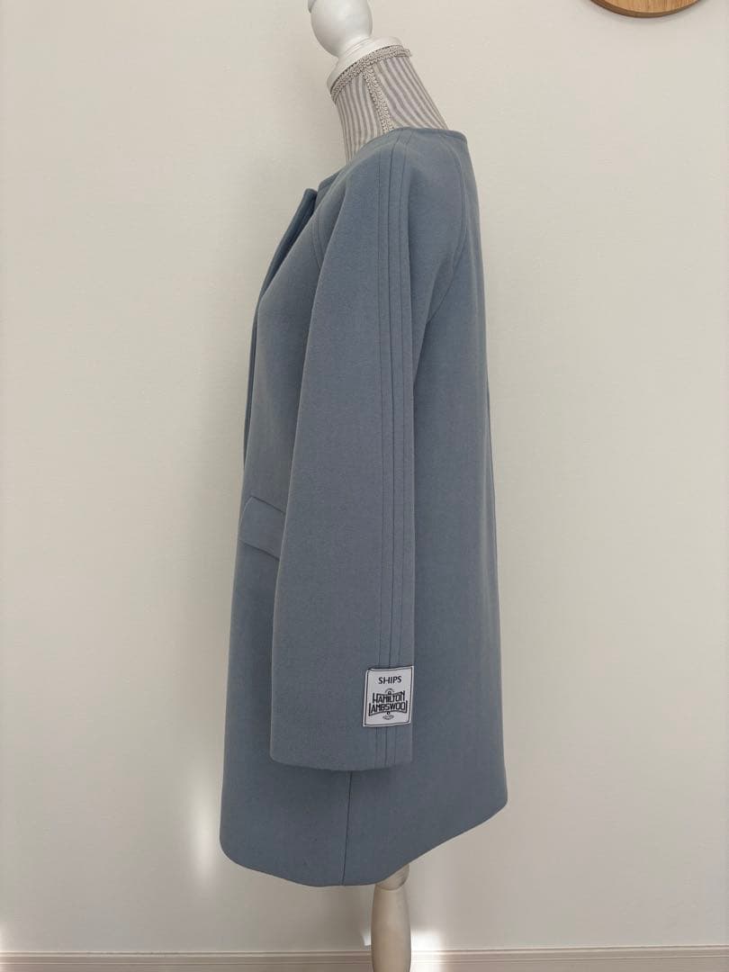 【美品】SHIPS HAMILTON フード・ノーカラー2way ウールコート