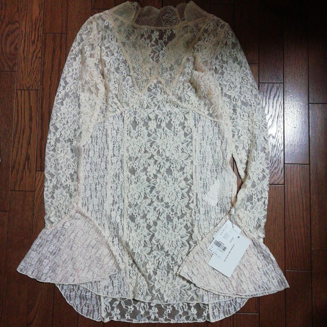 新品タグ　COMBINATION LACE TOP　ameri vintage