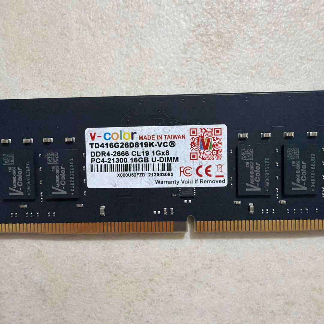 ち*ゃ様 v-color DDR4-2666 16GB U-DIMM メモリー