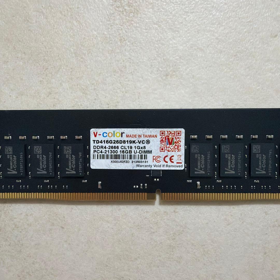 ち*ゃ様 v-color DDR4-2666 16GB U-DIMM メモリー