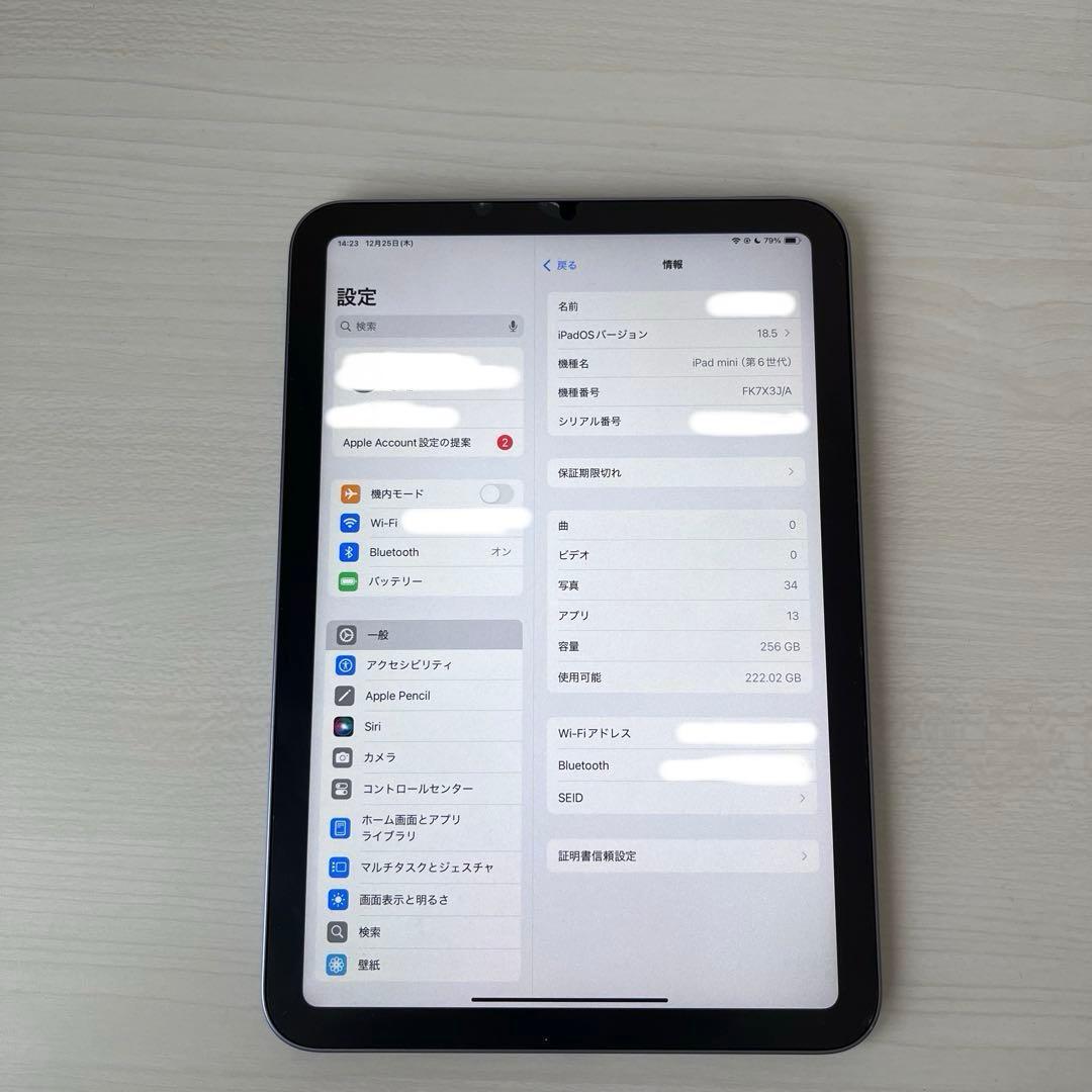 iPad mini 第6世代 256GB wi-fiモデル パープル