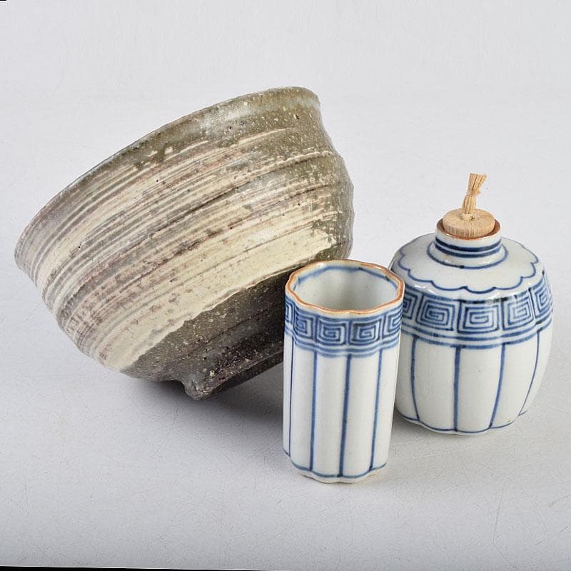 茶道具　井筒寛斉造　草花蒔絵　茶箱　茶碗　棗など　九点一式　共箱　U　R9039