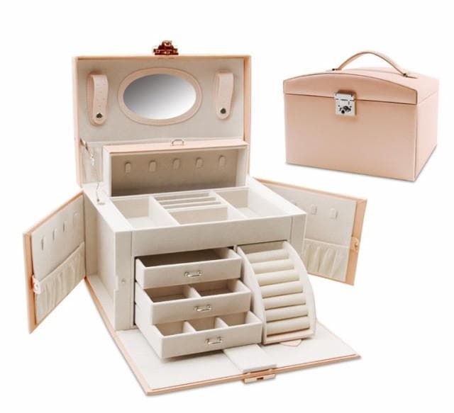 誕生日 大容量ジュエリーボックス ミラー付き アクセサリー