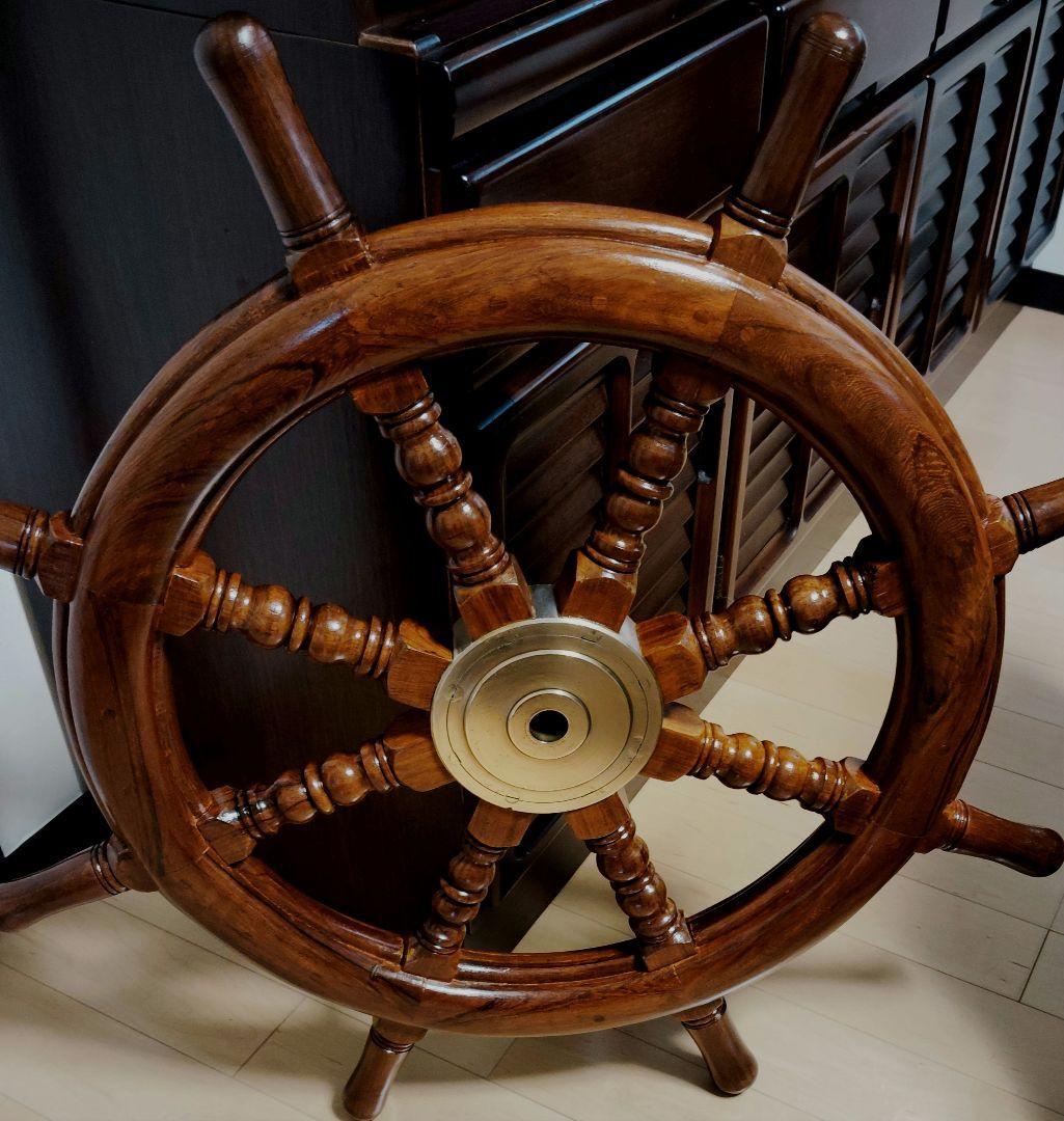 木製　船の舵　舵　舵輪　骨董品　置物　インテリア　コレクション