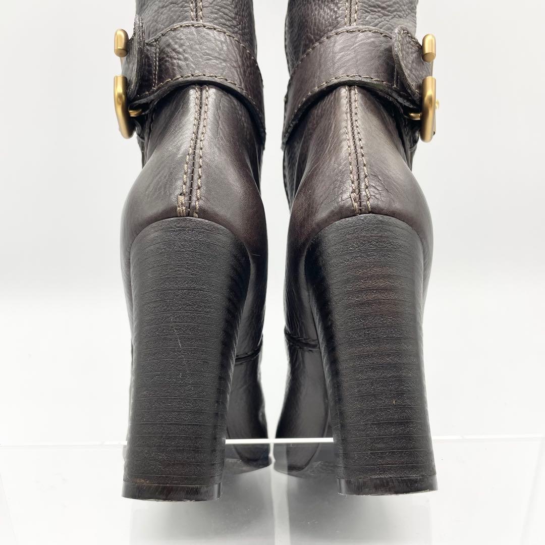 【美品】Chloe クロエ ロングブーツ サイドジップ レザー 金具 23cm