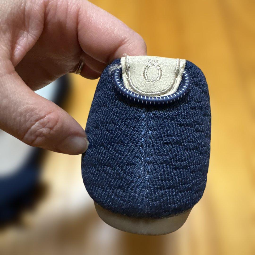 Öffen pointed-frin NAVY 40 フリルパンプスオッフェン