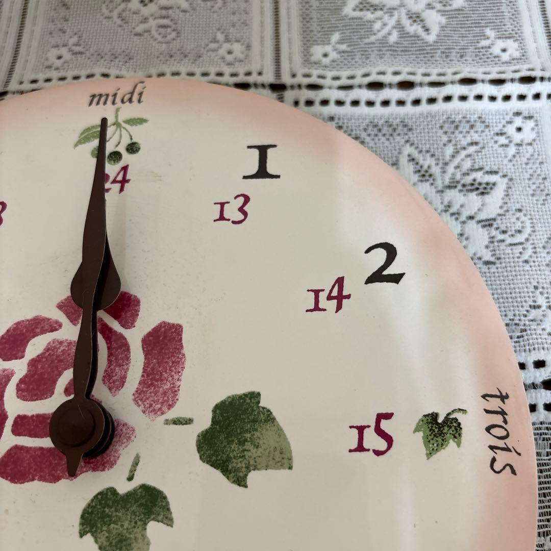 マニーローズ　陶器製ディッシュクロック