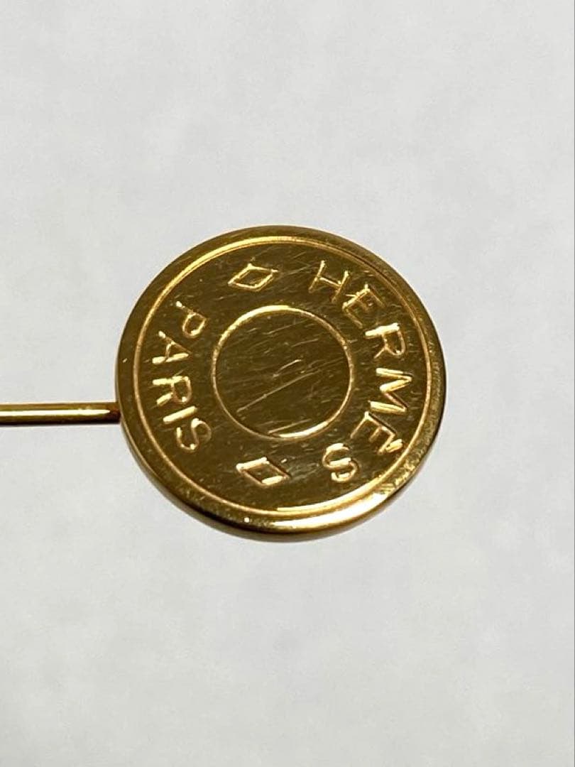 良品　HERMES エルメス　セリエ　ピンブローチ　ピンバッチ　ゴールド　箱付き