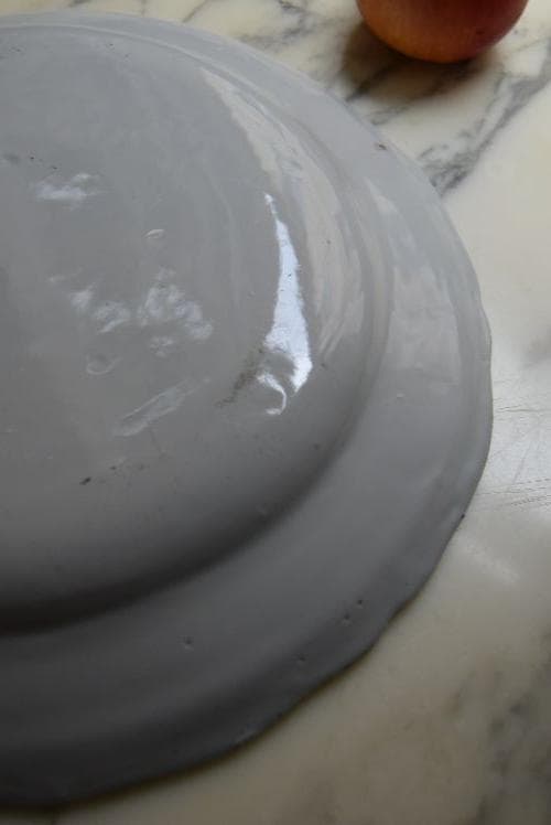 超美品　18/19世紀　ムスティエ　花リム大皿　×印　フランスアンティーク