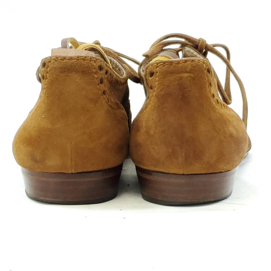 ロエベ　ローファー　メダリオン　パンチング　レースアップ　ブラウン　37