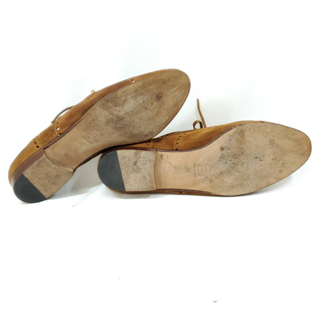 ロエベ　ローファー　メダリオン　パンチング　レースアップ　ブラウン　37