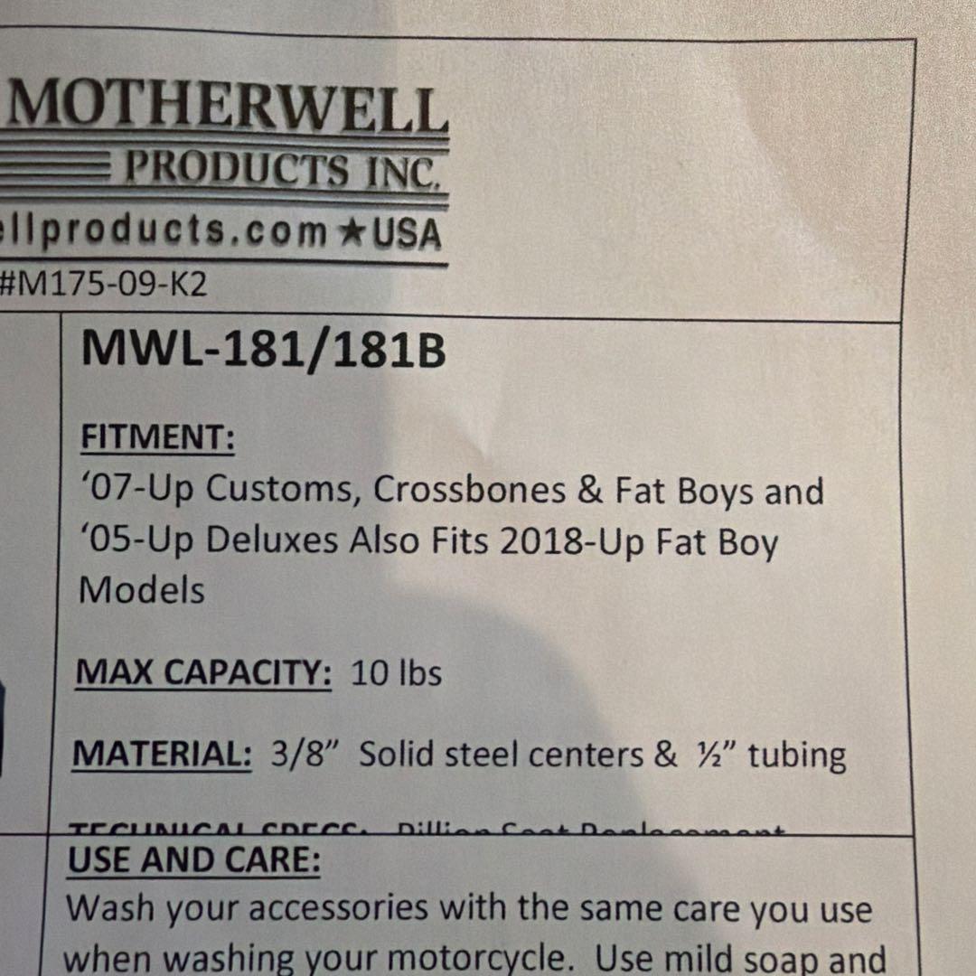 中古品リヤキャリヤMOTHERWELL