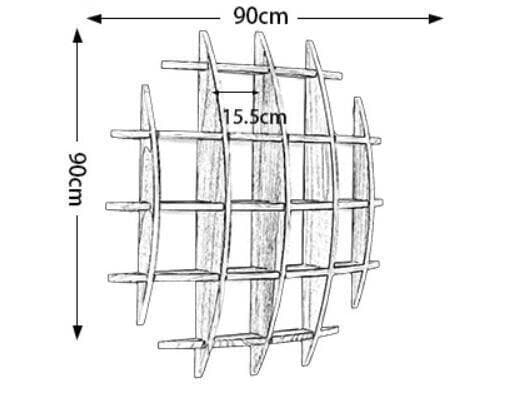 円形木製シェルフ ダークブラウン 茶碗ラック 茶器展示棚