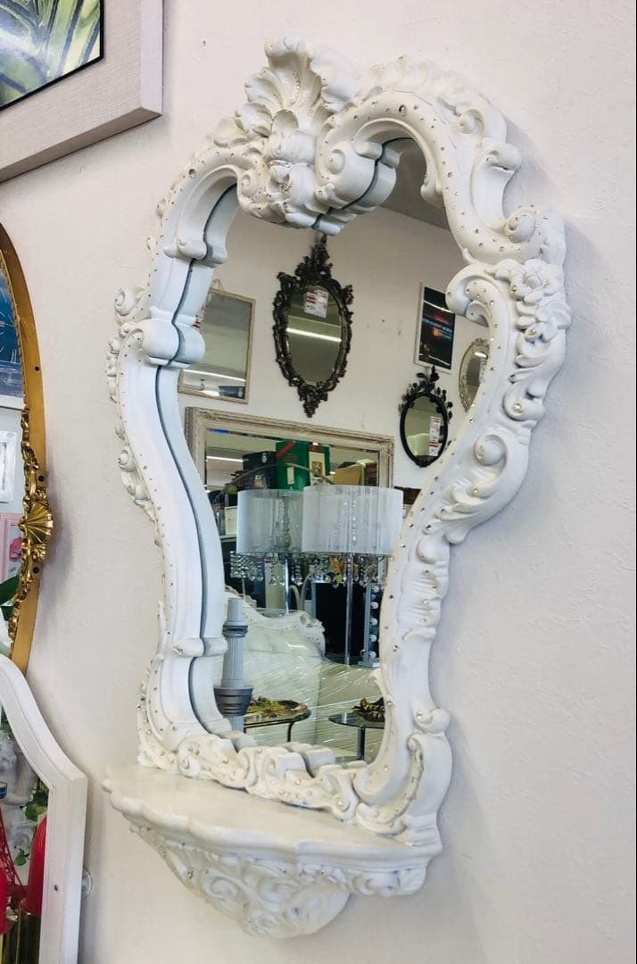 ロココ調ミラー鏡プリンセス　コンソール付き　ヨーロピアン　壁掛け