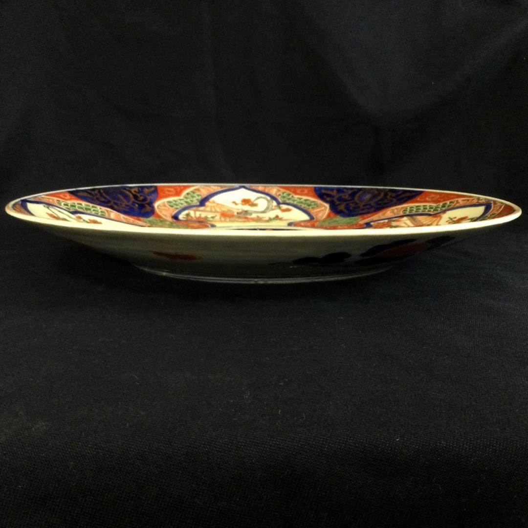 伊万里焼 錦鳩絵 飾り大皿 時代物 骨董 皿立て付 B547