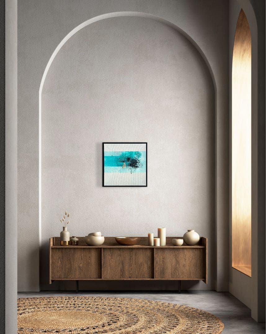 現代アート　35×35㎝　フレーム付き　インテリア　モダン　アートパネル　抽象画