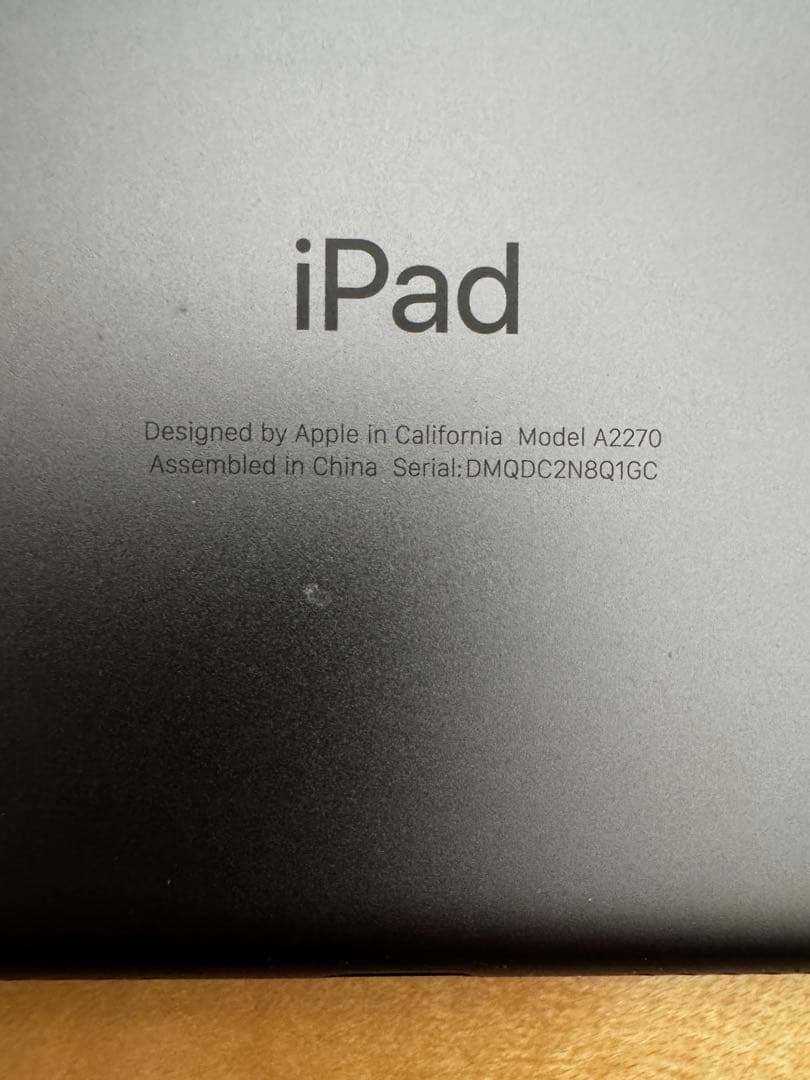 ジャンク品　Apple iPad スペースグレー 本体　A2270