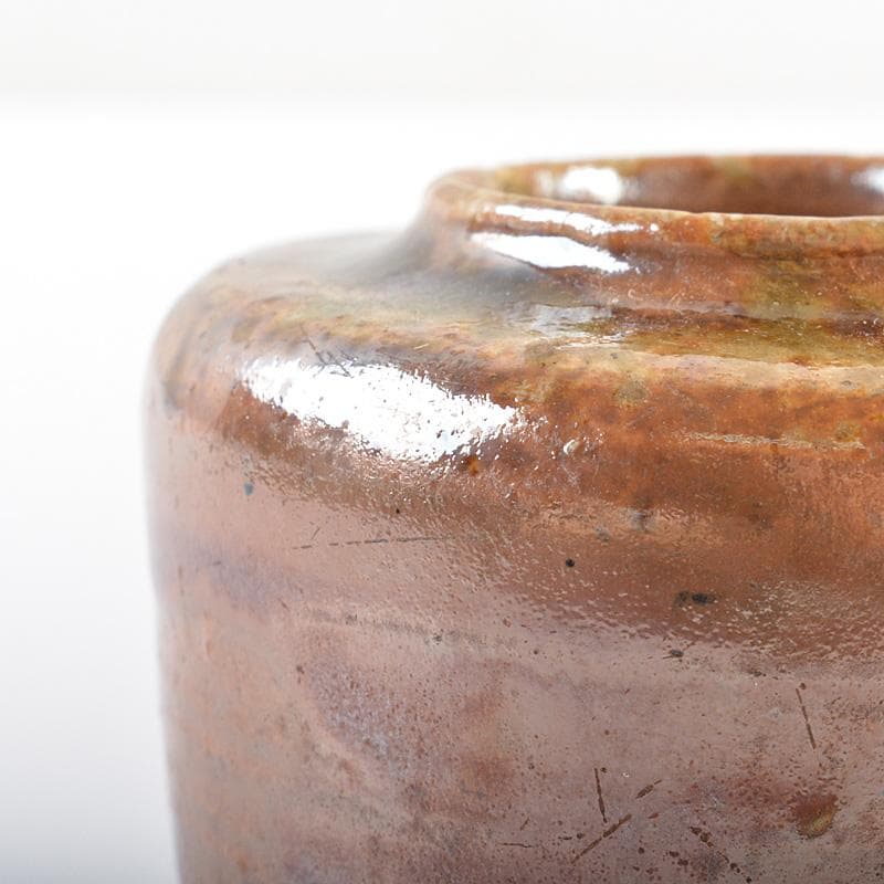 茶道具　瀬戸焼　肩衝茶入　仕覆付　 表千家十二代惺斎極め箱　M　R6298